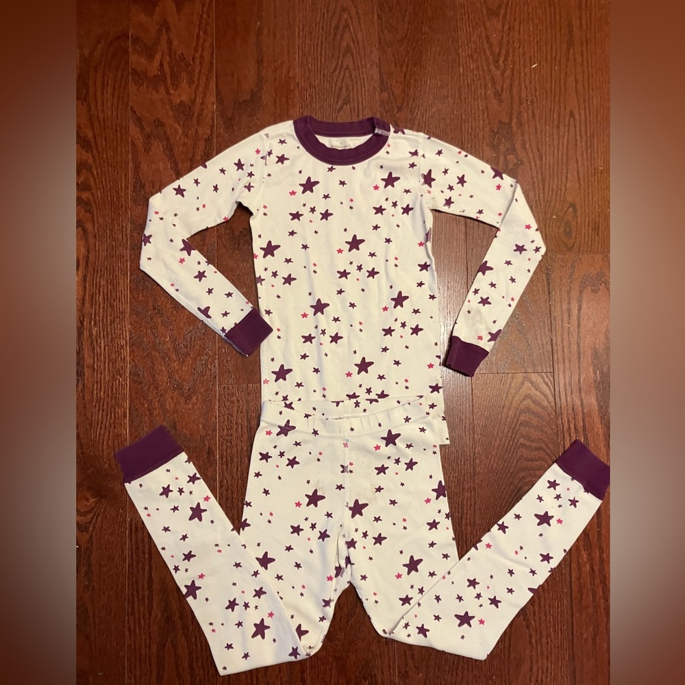 Moon and Back Hanna Andersson Star Pajama Set Long Sleeve Pants sz 8